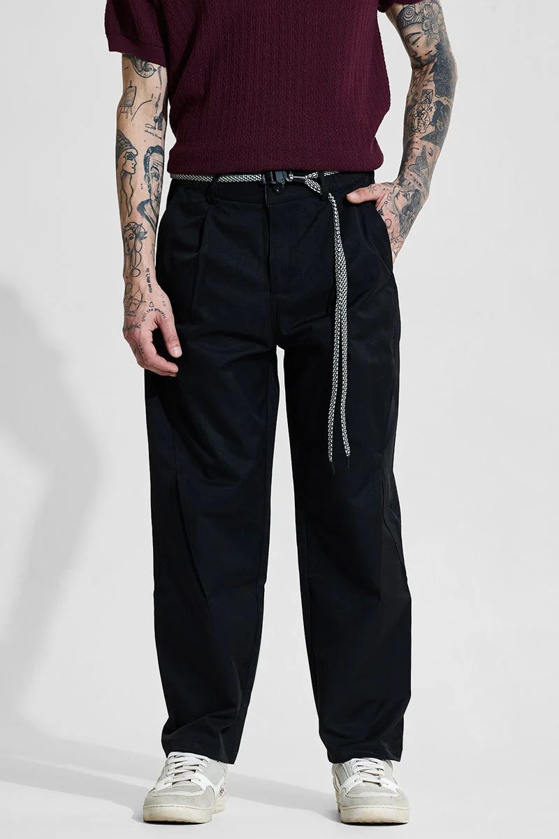 SNITCH Black Relaxed Fit Trousers